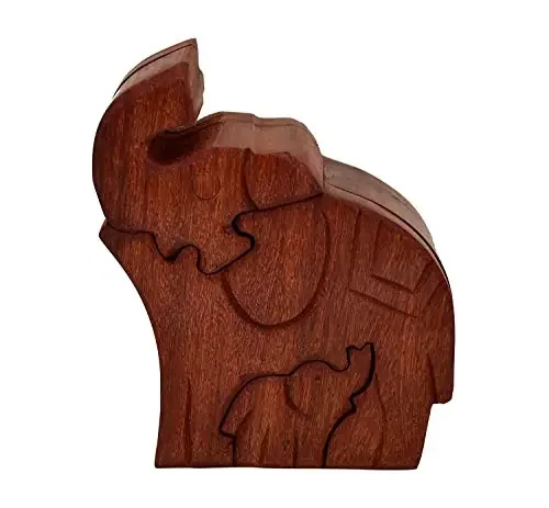 Wooden Puzzle Box ‘Regal Elephant‘ Handmade Mystery Keepsake Box Game Gift
