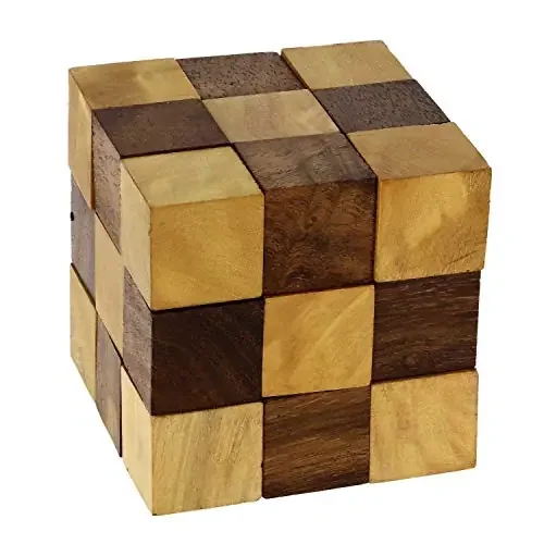 Wooden Snake Cube Puzzle- Handmade Gifts India – Travel Games for Families