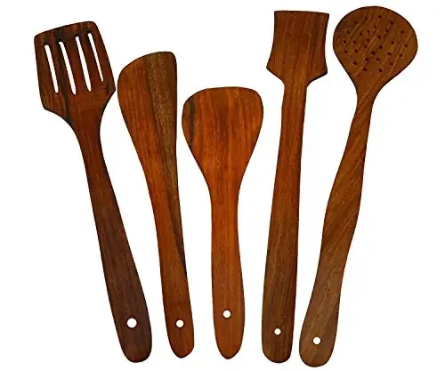 Wooden Spatula and Ladle Set Pack of 5