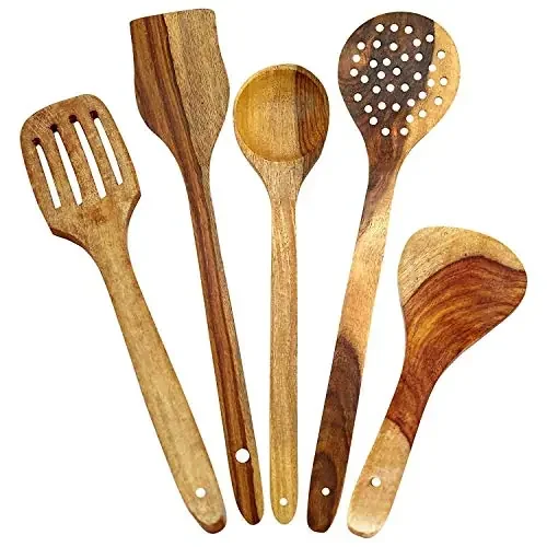 Wooden Spatula and Ladle Set Pack of 5