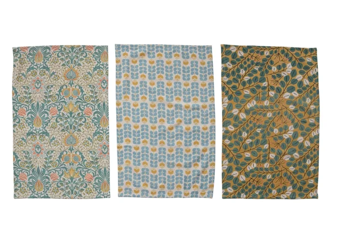 Woven Botanical Tea Towels