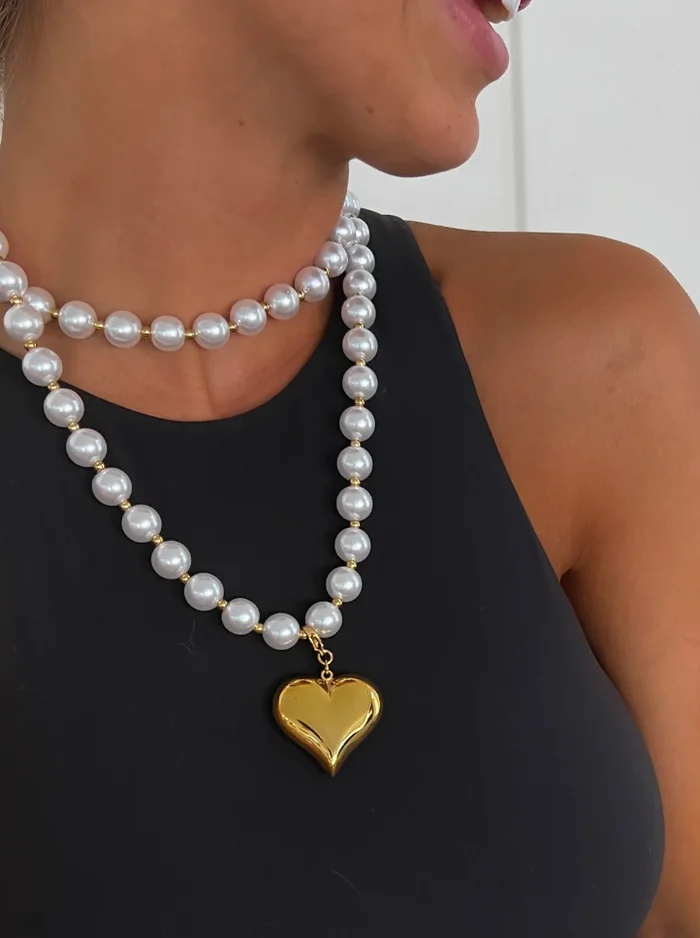 Wrap Around Pearl Heart Necklace