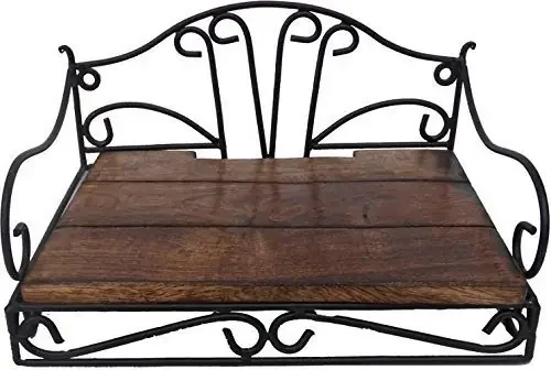 Wrought Iron & Wood Set Top Box Stand Set Top Box Holder for Wall Wall Decorative Set Top Box Storage Size – 9x7x4 Inches