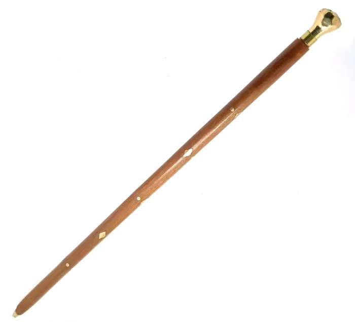 WROUGHT IRON CRAFTS Beautiful Wooden Craft Walking Stick with Antique Design (24 Inches)