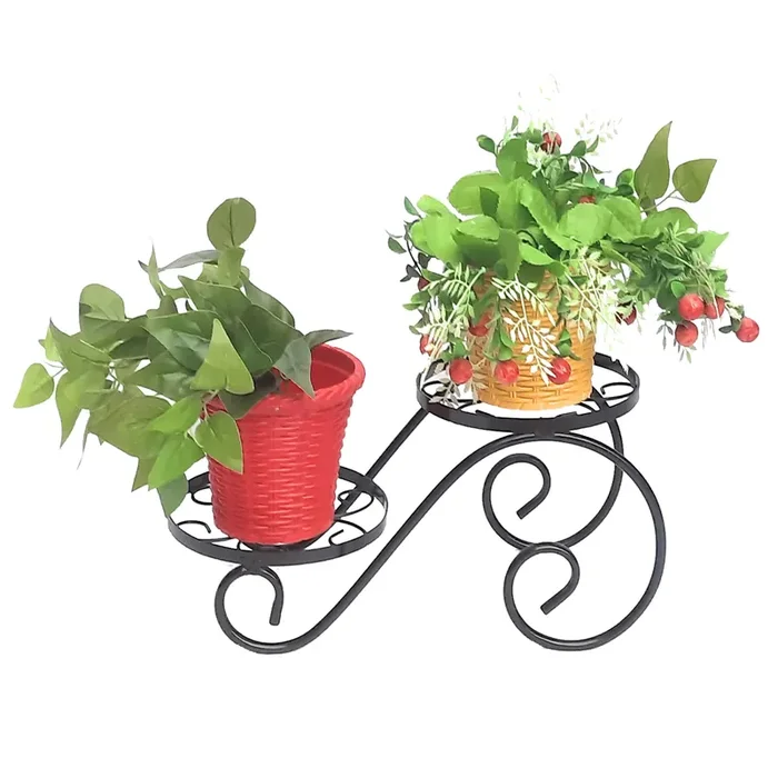 WROUGHT IRON CRAFTS Plant Stand for Indoor Floor Flower Pot Plant Holder Indoor Flower Rack Display for Flower Pot Metal Garden Container Corner Round Supports Rack