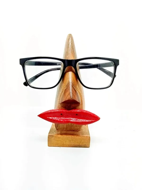 WROUGHT IRON CRAFTS Wooden Hand Crafted Nose Shaped Spectacle Specs Eye Glass Holder (Female)