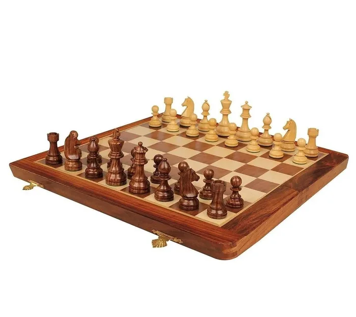 WROUGHT IRON CRAFTS Wooden Handmade Chess Board Game Small Chess Pieces Foldable Size 10 Inches (Non-Magnetic)