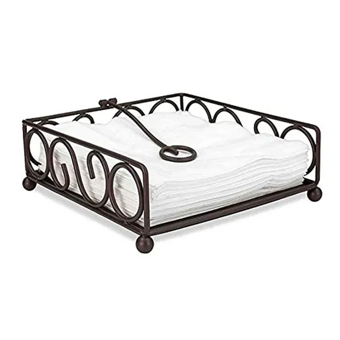 WROUGHT IRON CRAFTS Wooden Paper Towel Holder(Black) Tissue Paper Roll Stand/Napkin Holder