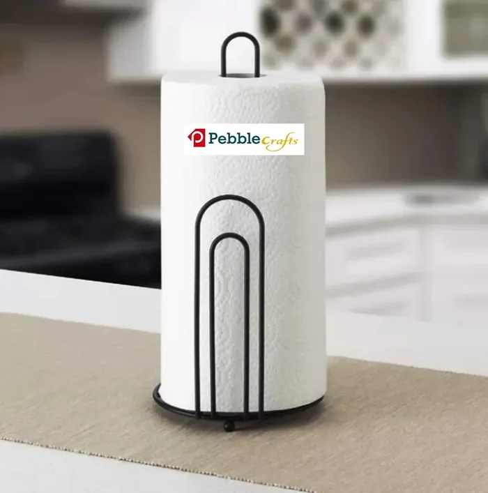 WROUGHT IRON CRAFTS Wrought Iron Kitchen Toilet Tissue Roll Dispenser Kitchen Paper Towel Holder One-Handed Tear Paper Towel Container Bathroom Toilet Tissue Paper Roll Storage Holder Stand