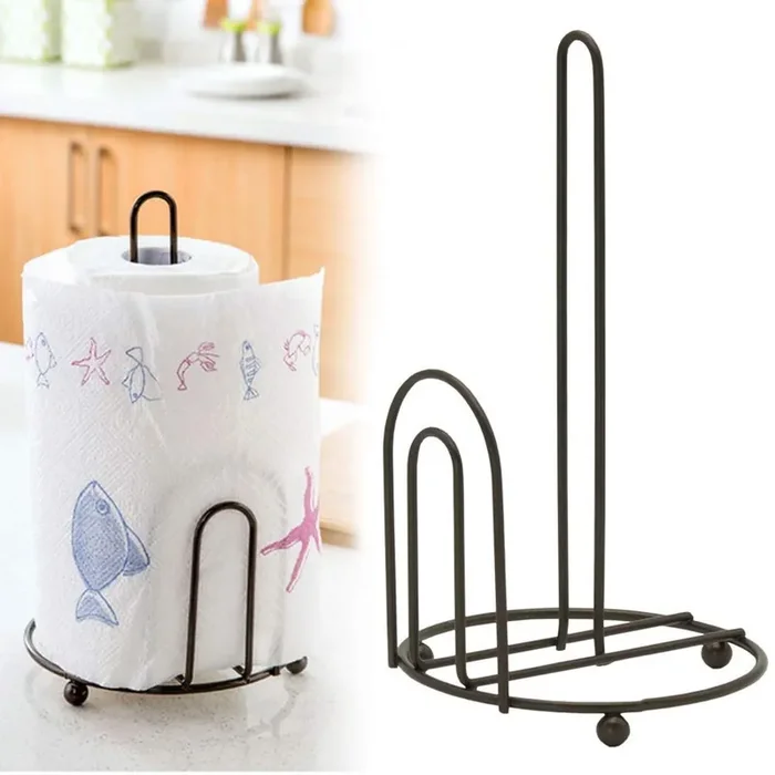 WROUGHT IRON CRAFTS Wrought Iron Tissue Roll Paper Napkin Holder for Kitchen Countertops Dinner Tables Bathroom- Picnic Tables – Indoor & Outdoor Use Storage and Organization/Made with Iron