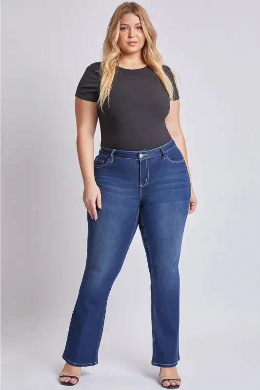 YMI Plus Size Mid Rise Boot Cut Jeans