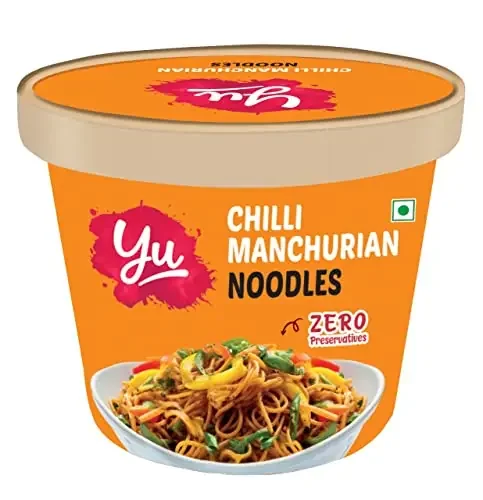Yu Foodlabs Chilli Manchurian Cup Preservative Free Noodles-Wheat Saucy Noodles-No Preservatives-100% Natural & Veg-Ready To Eat Instant Noodles In 5 Mins-225G,70 Grams
