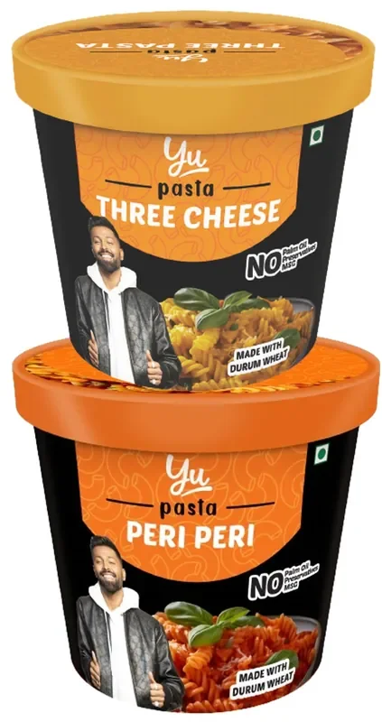 Yu Foodlabs Instant Pasta – Ready To Eat – 1 Three Cheese + 1 Peri Peri Combo – Instant Meal – No Preservatives – 100% Natural & Veg – Instant Food In 4 Mins – 125G (Pack Of 2) – Natural