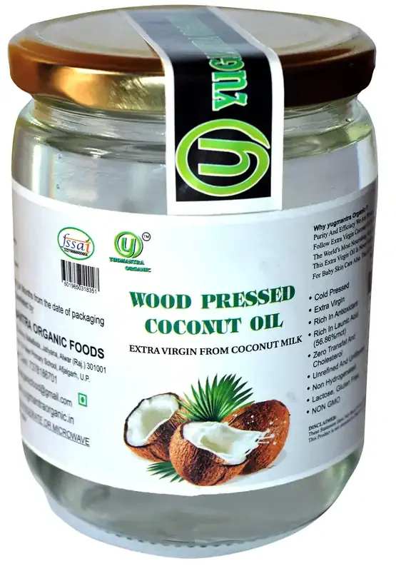 Yugmantra Organic Foods 100% Pure Natural Extra Virgin Wood Pressed Coconut Oil (500 ml)