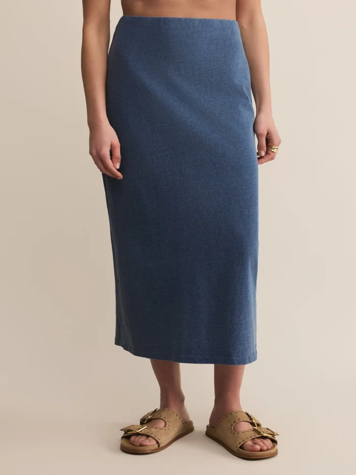 Z Supply Gail Jersey Denim Midi Skirt – Vintage Indigo