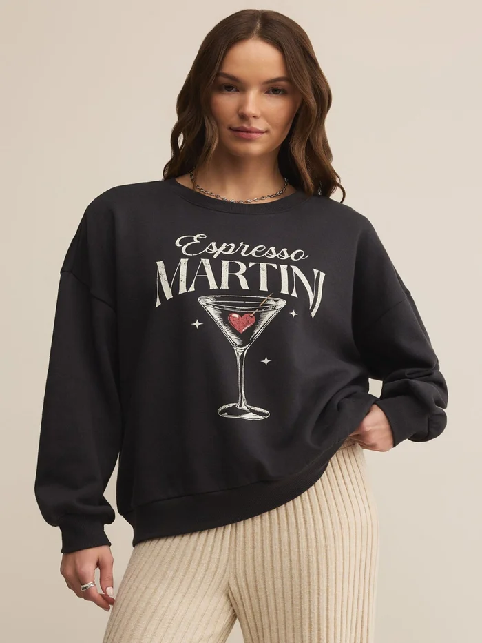 Z Supply Oversized Martini Sweatshirt – Black Sand