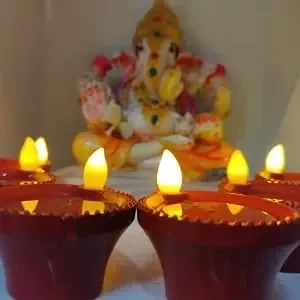 ZELXI Water Sensor LED Diya with Water Sensor Technology for Diwali Decoration, Attractive Design, Replaceable Battery, Decorative Items for Home (Set of 6) (12)