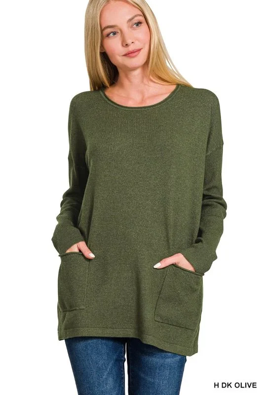 Zenana Front Pockets Sweater