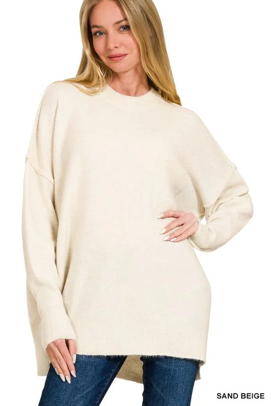 Zenana Hi=Low Pocket Sweater