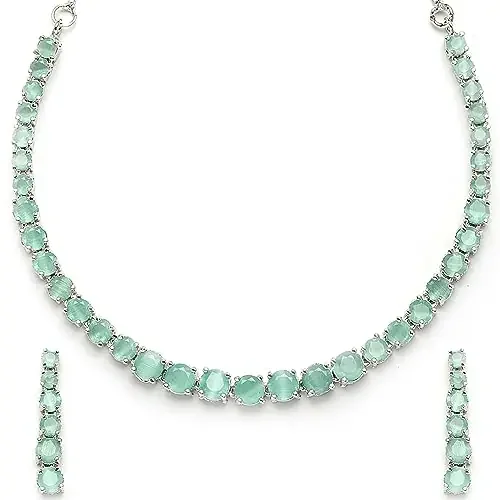 ZENEME Jewellery Set Classic Style AD/Studded Rose Golden ColorHandcrafted Circle Necklace Set for Women & Girls