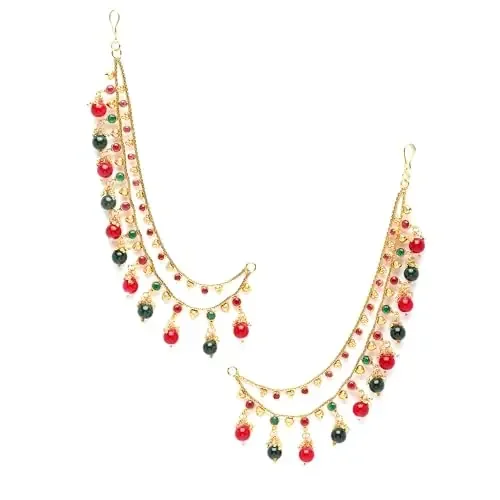 ZENEME Women‘s Women‘S Golden Gold Plated Long Hair Chain Jewellery Earring Free Multi 2