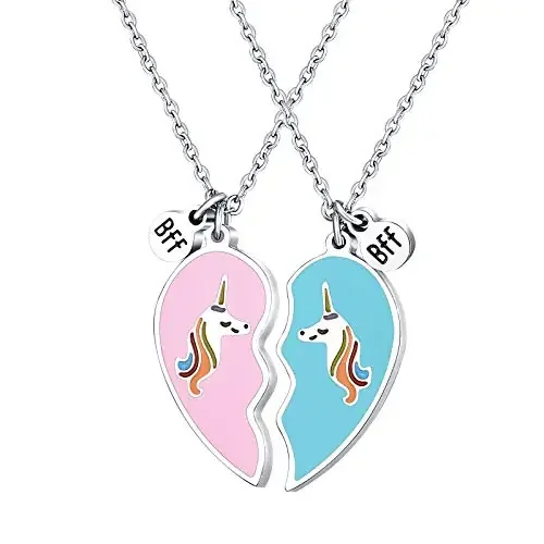 ZIBUYU Unicorn BFF Friendship Best Friend Necklaces Matching Pendant Necklace Set Unicorn Jewelry day Christmas Gifts for 2 Girls Daughter