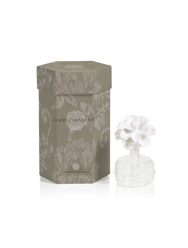 Zodax Mini Grand Casablanca Porcelain Diffuser-White Hibiscus