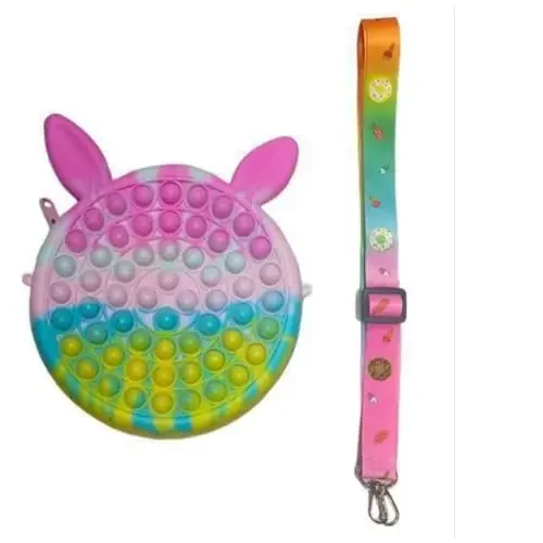 ZOKCY® (Pack of 1 Pcs Pop Purse Cross Body/Pop Purse for Girls With chain/Stylish Cross Body pop purse/Push Bubbles Pop Fidget Purse for Girl/Pop It Fidget Toy Shoulder Bag With (Rainbow) Color,