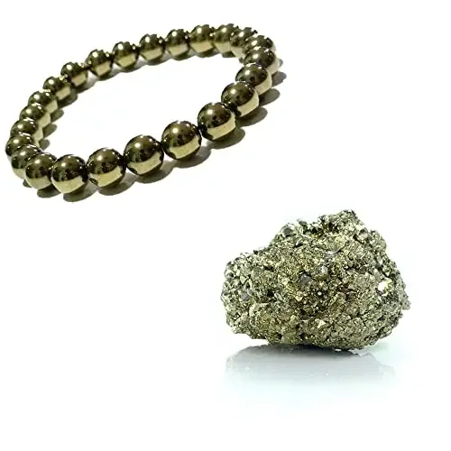 ZUBY CRYSTPyrite Stone Original Stone and Bracelet for /Working Table Decore/Wealth and Bussiness Luck with Increased Will Power and Manifestation